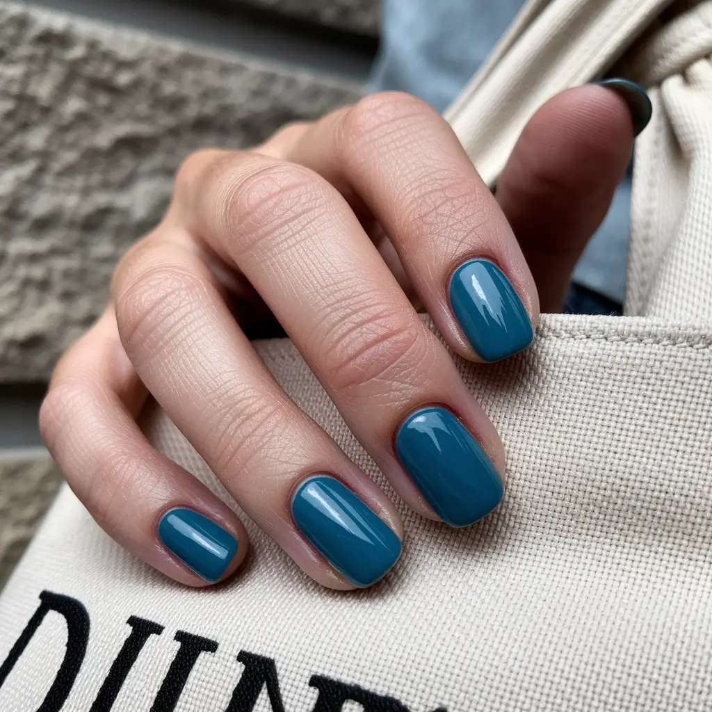 august nails color ideas 2025 Dusty Teal Calm for Transitional Days
