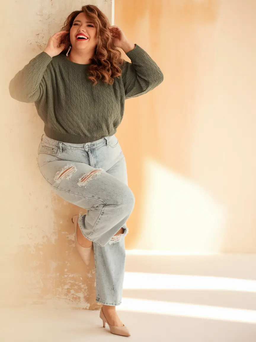 fall plus size outfits casual comfy Playful Neutrals with a Pop of Texture