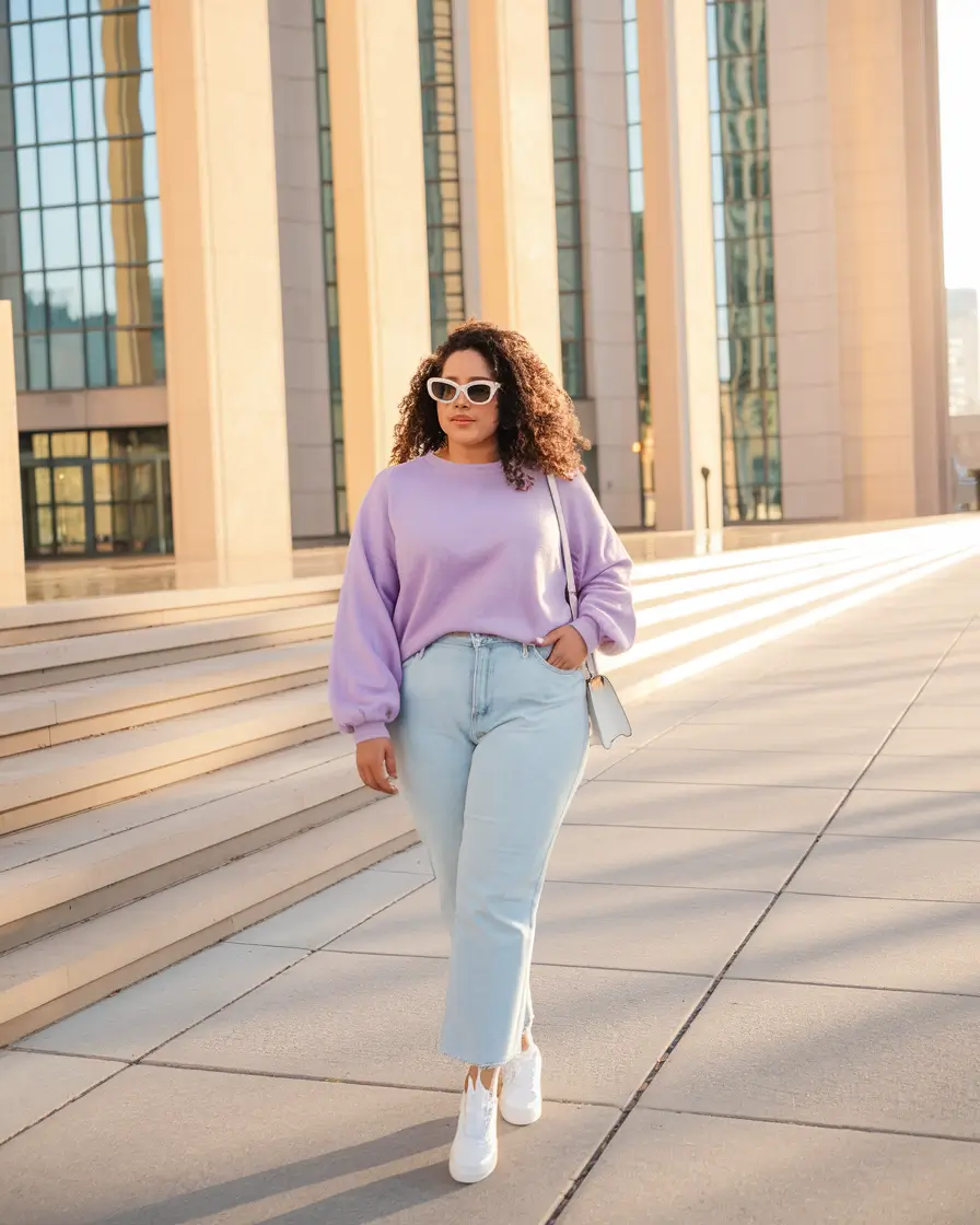 fall plus size outfits casual comfy Soft Pastels for Brisk, Bright Days