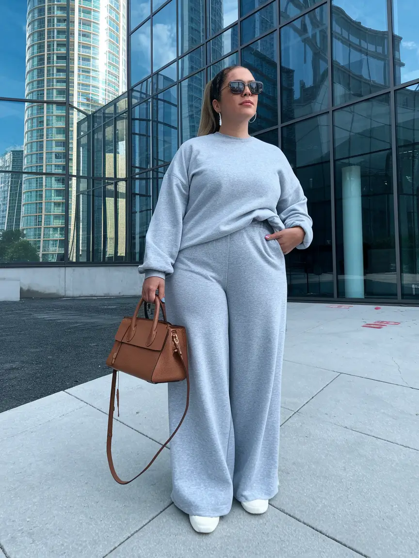 fall plus size outfits casual comfy Streetwear Softness in Head-to-Toe Gray