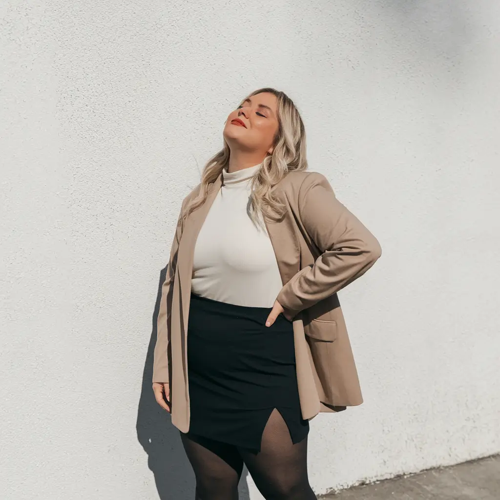 fall plus size outfits for work office Classic Blazer Meets Modern Mini