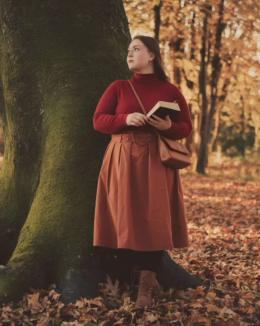 fall plus size outfits aesthetic Poetic Warmth in Rust and Red