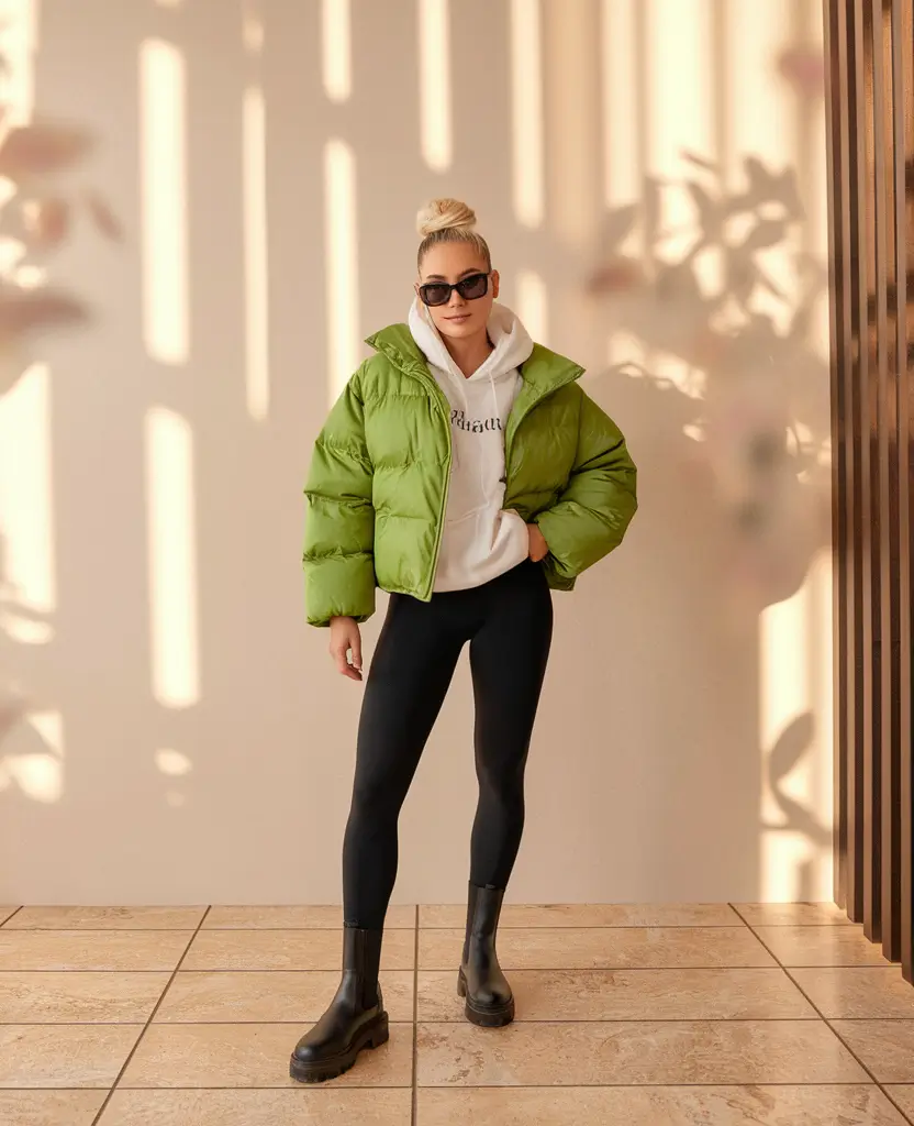fall outfits Lime Green Puffer = Fall Power Move