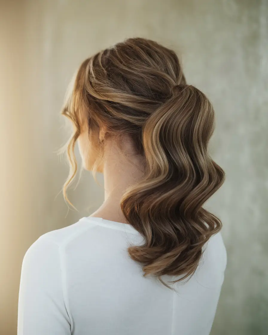 first day of school hairstyles curly Sculpted Ponytail with Soft Glam Waves