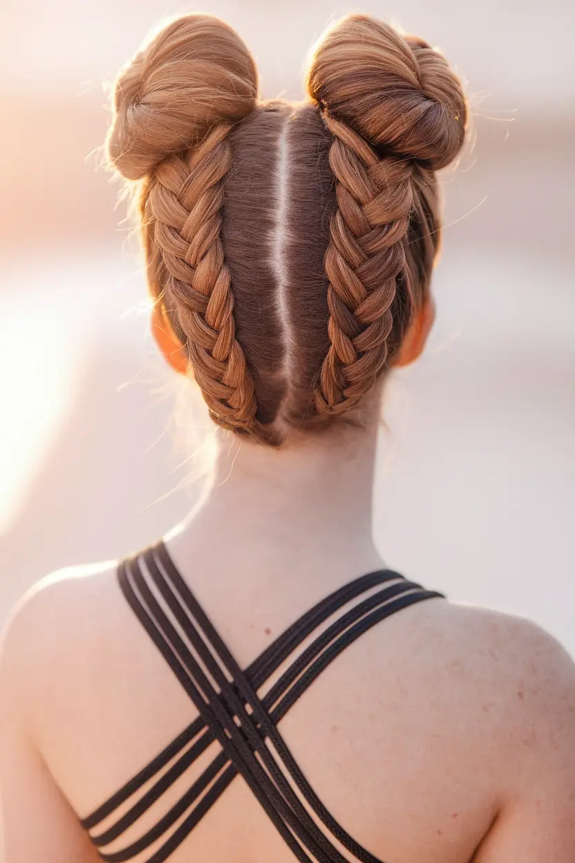 first day of school hairstyles black Double Braided Space Buns for Active Days
