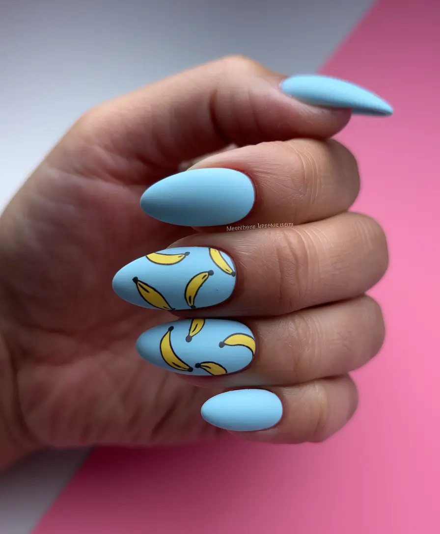 end of summer nails ideas blue Banana Pop Brightness