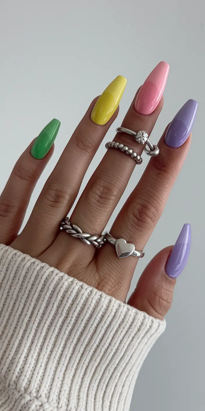 end of summer nails ideas long Color Pop Rainbow Realness