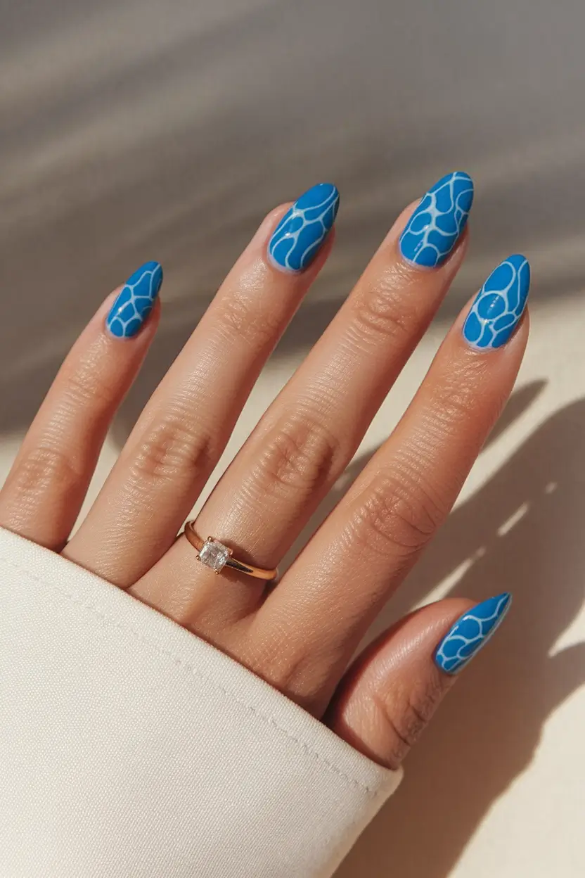 end of summer nails ideas blue Pool Water Illusion