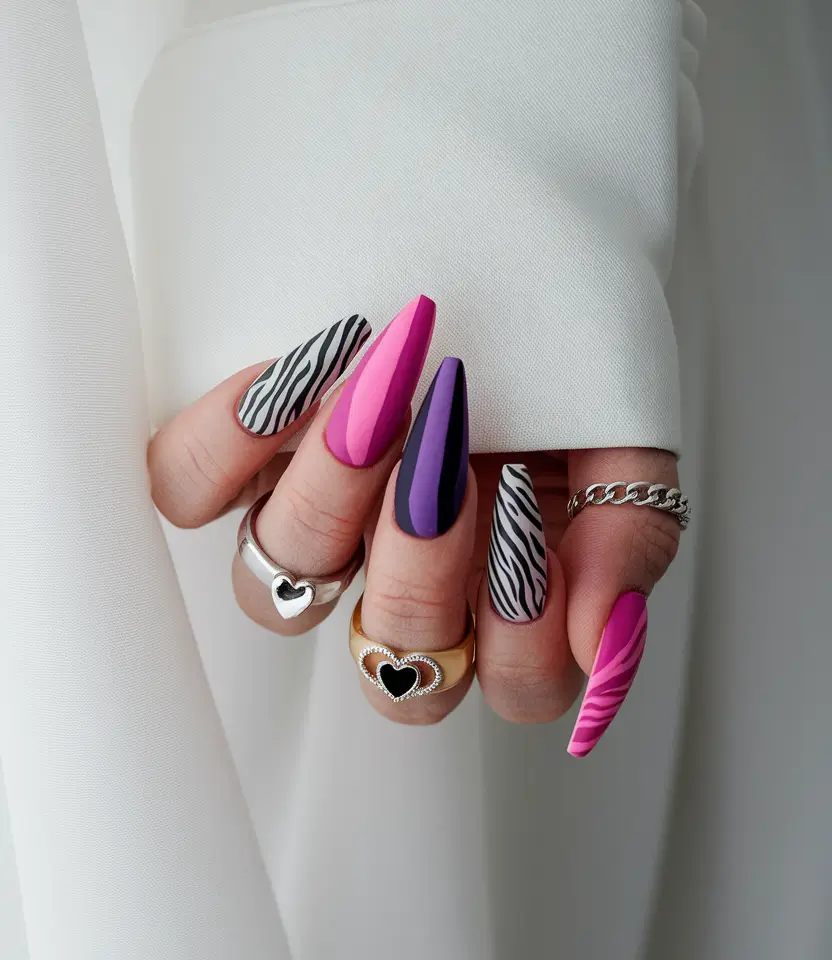 end of summer nails ideas pink Bold Animal Instinct With a Pink Edge
