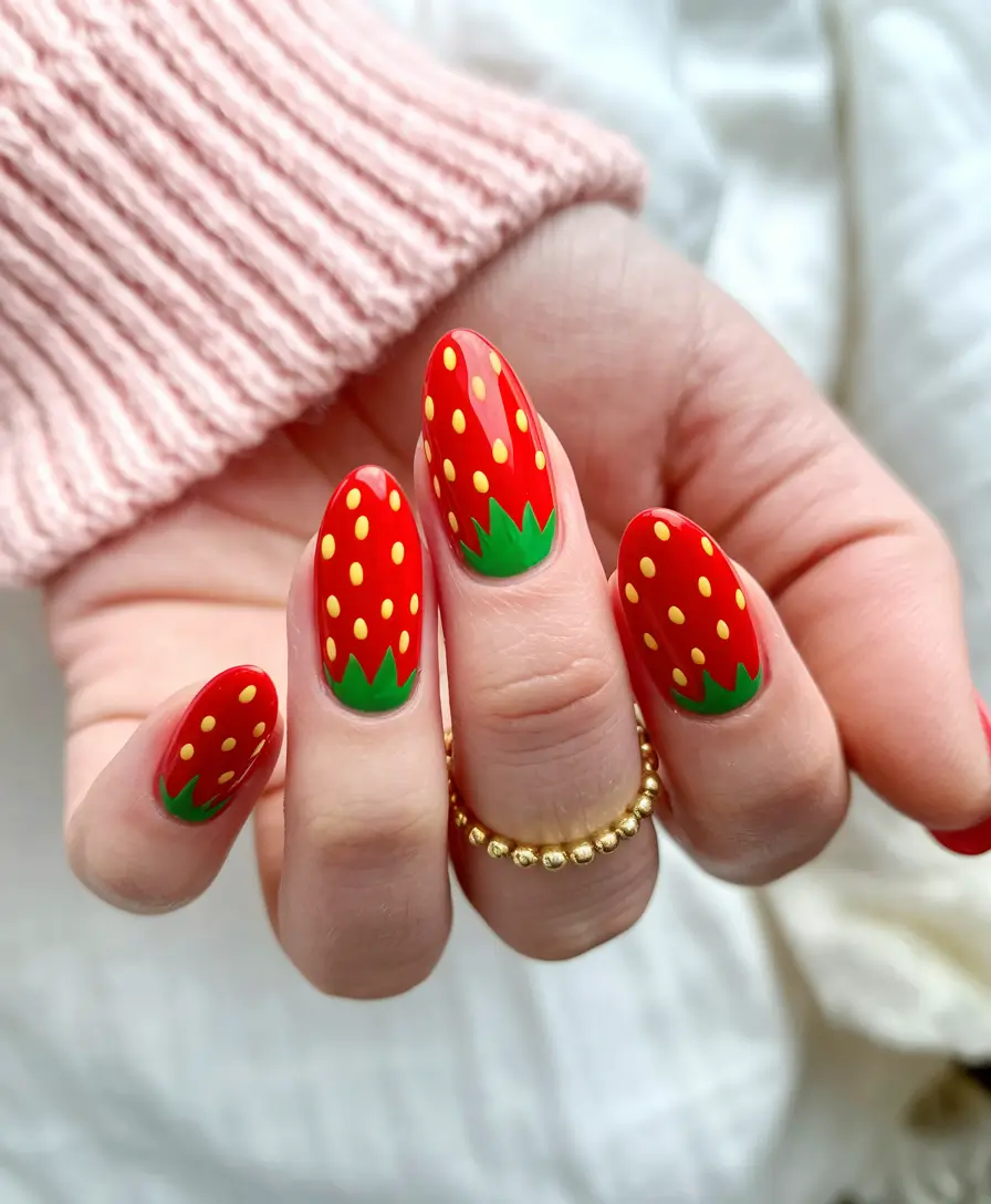 cute summer nails Juicy Strawberry Delight