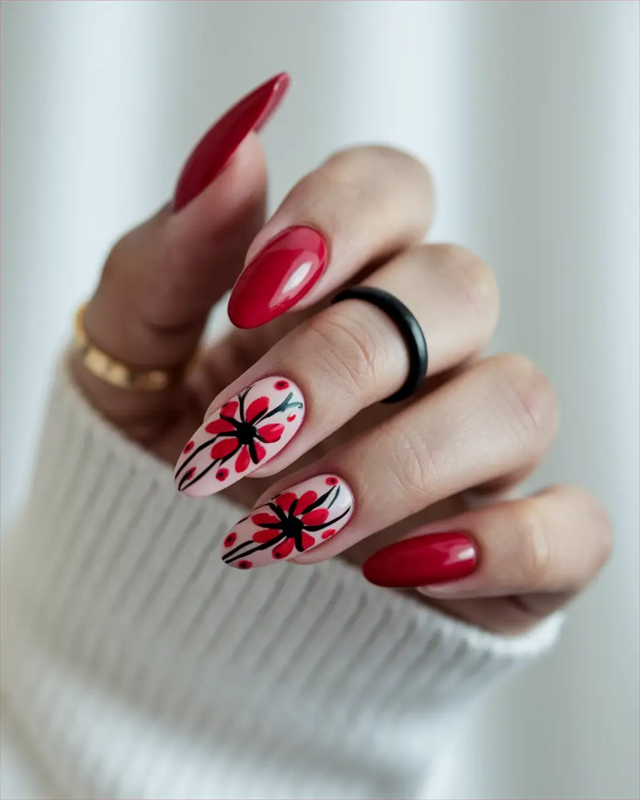 cute summer nails Pop Art Poppy Red