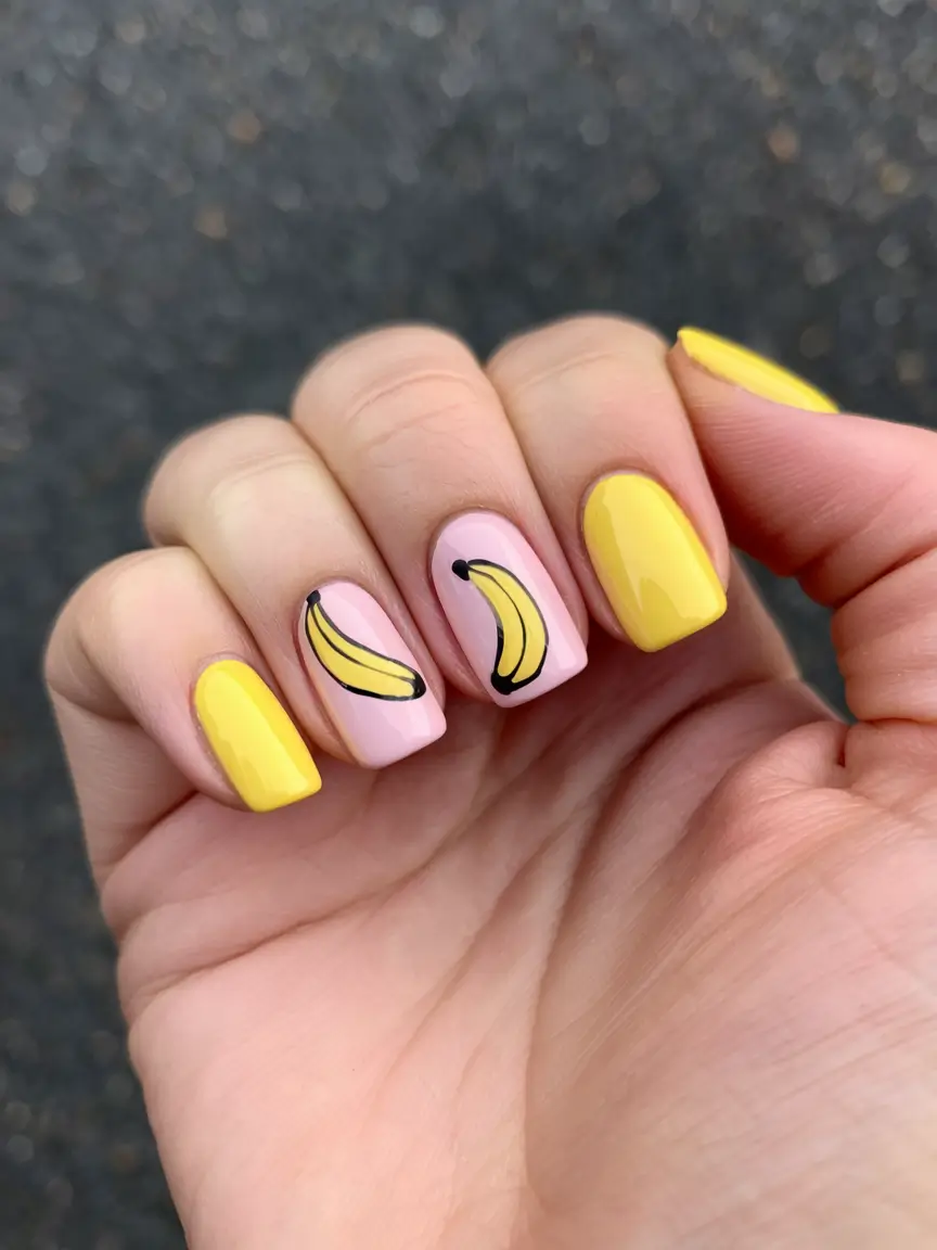 cute summer nails Banana Pop Minimalism