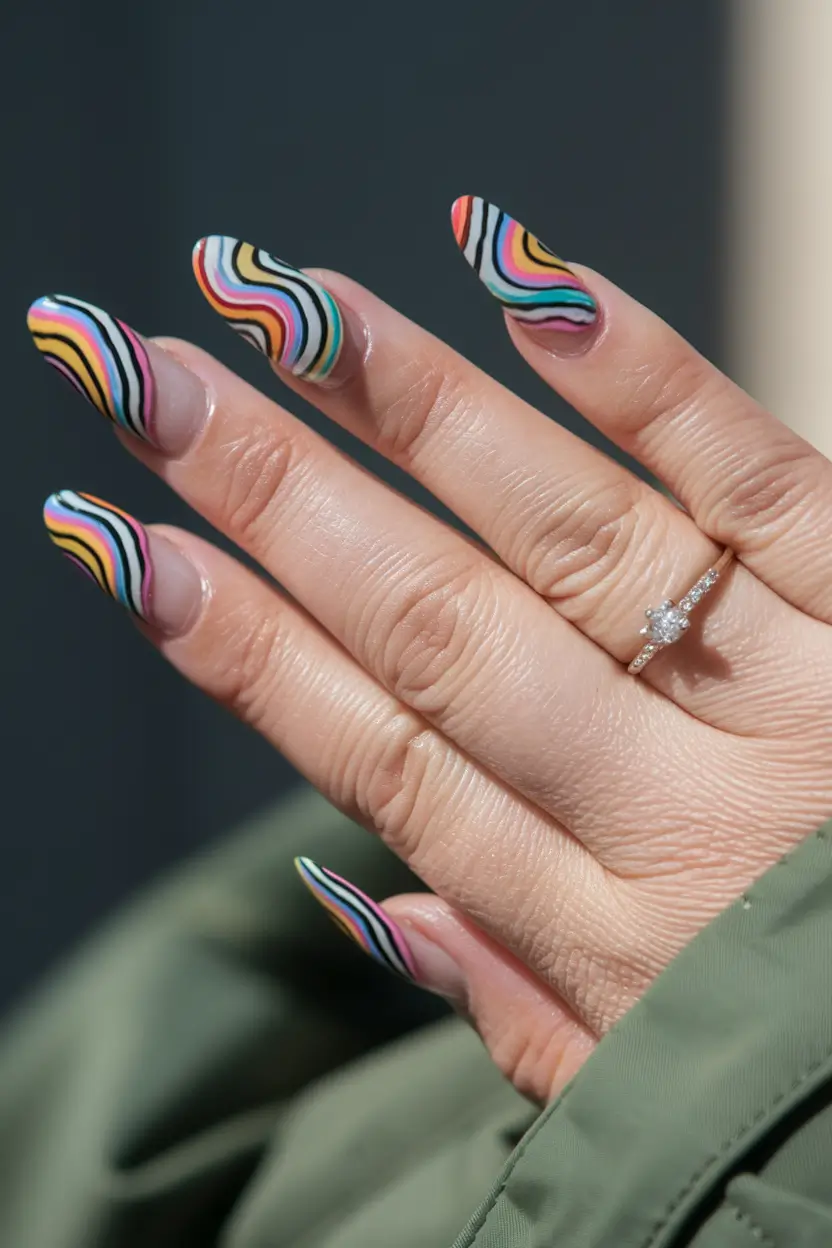 cute summer nails Groovy Lines & Good Vibes