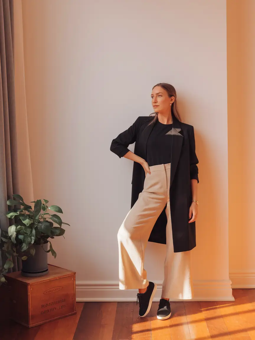 fall business casual outfits ideas 2025+Soft Power in Monochrome Minimalism