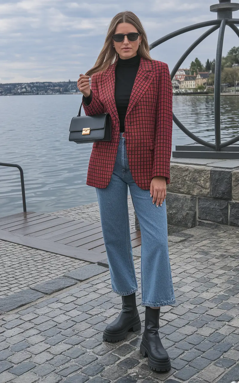 Fall Fashion 2025: Red Blazer Energy with Cropped Denim Confidence