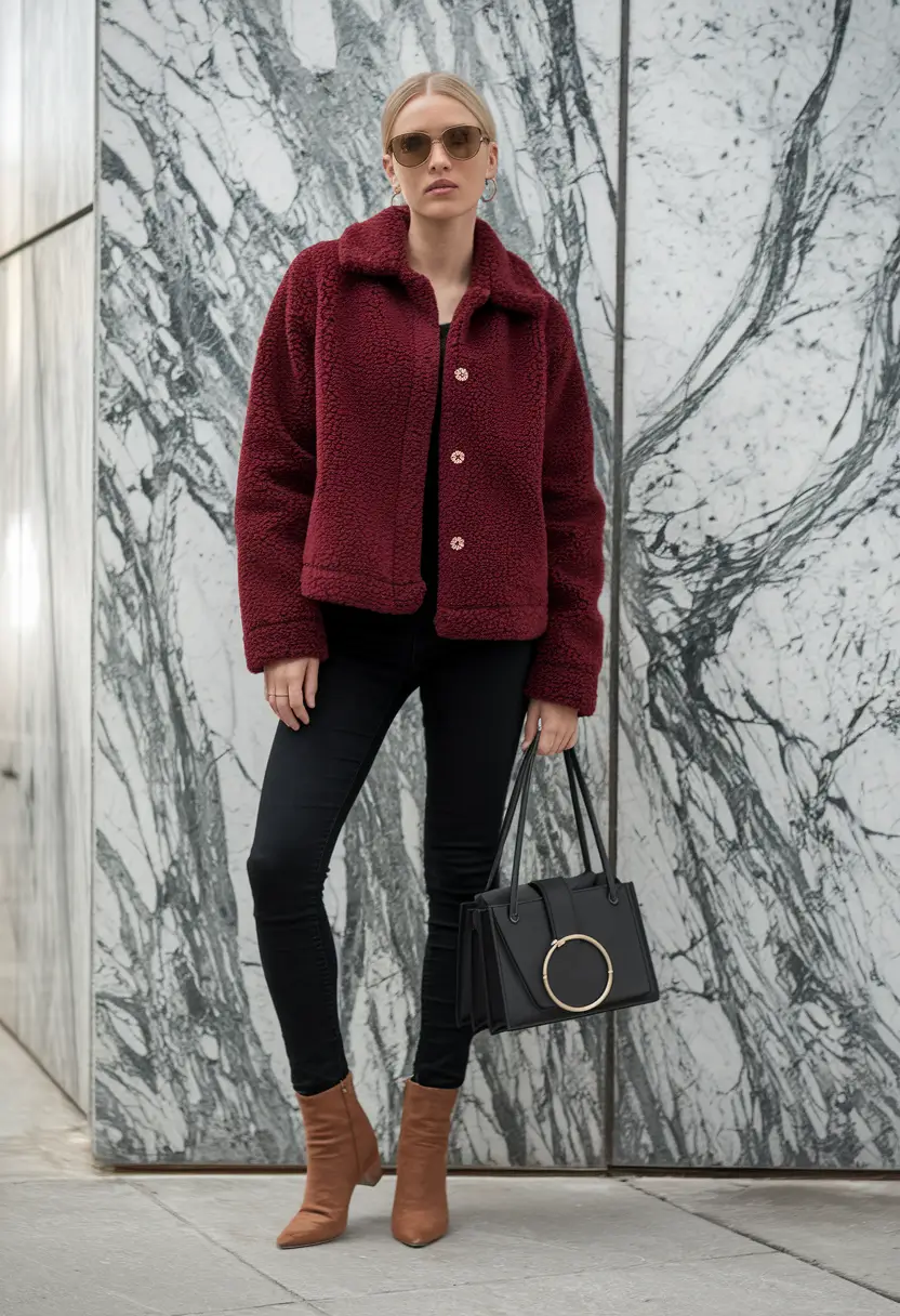 Fall Fashion 2025: Cute outfits Women Will Love - Burgundy Confidence Meets Monochrome Edge