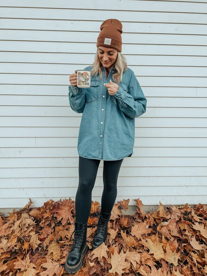 mom-outfits-for-fall-Laid-Back-Leaf-Kicker-in-Denim-and-Leggings