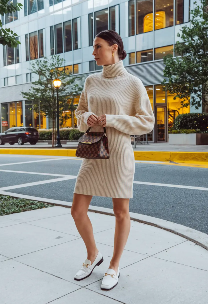 mom-outfits-for-fall-Sweater-Dress-Elegance-for-Everyday-Luxe