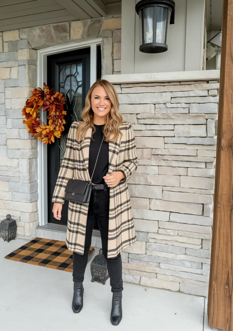 mom-outfits-for-fall-Classic-Plaid-with-a-Doorstep-Ready-Twist