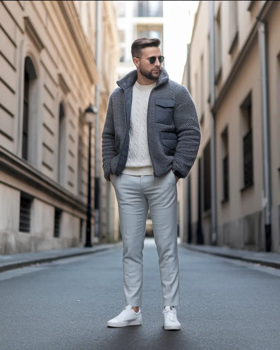 fall business casual outfit men Cool-Toned Comfort with Structure