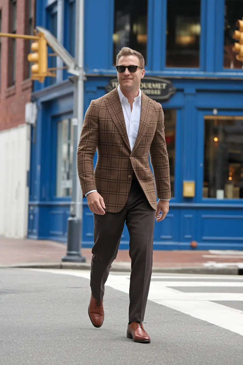 fall business casual outfit men Classic Checks with a Confident Twist