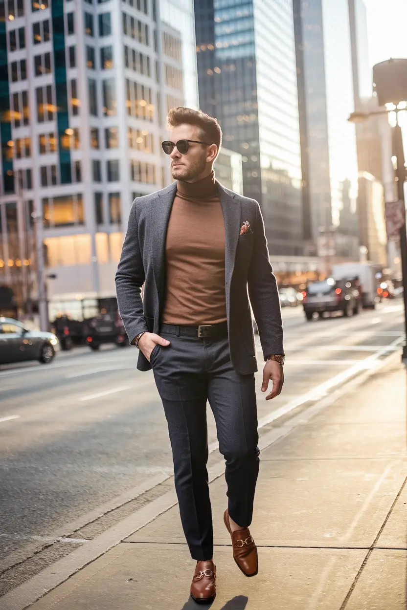 fall business casual outfit men Elevated Minimalism with a Monochrome Edge