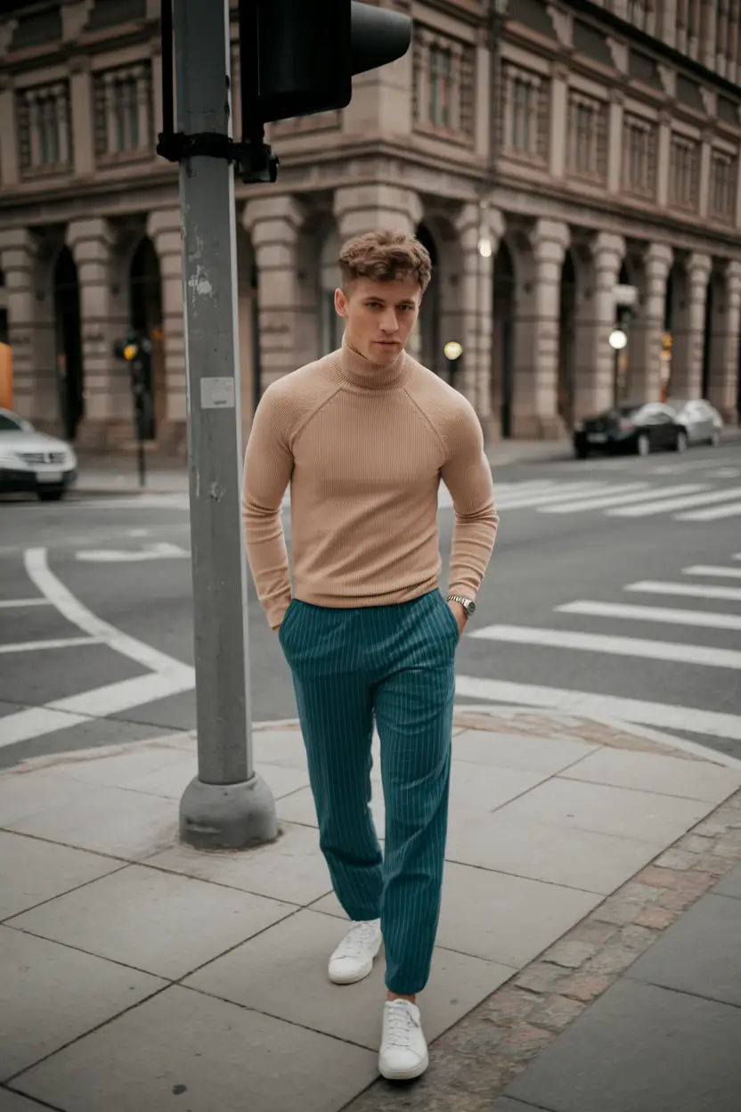 fall business casual outfit men Understated Elegance with a Color Pop