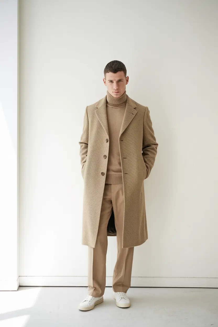 fall business casual outfit men Monochrome Neutrals with a Luxurious Finish