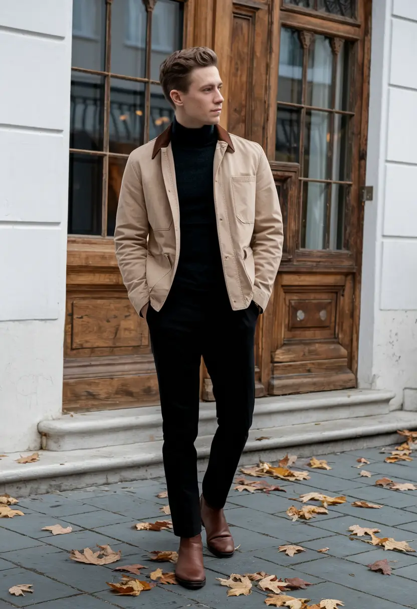 fall business casual outfit men Neutral Layers with a Nod to Vintage