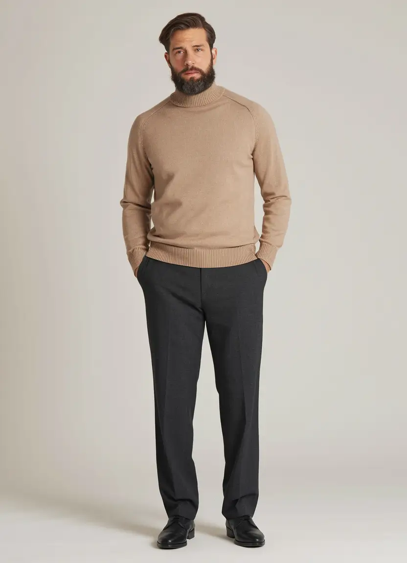 fall business casual outfit men Understated Confidence in Soft Neutrals