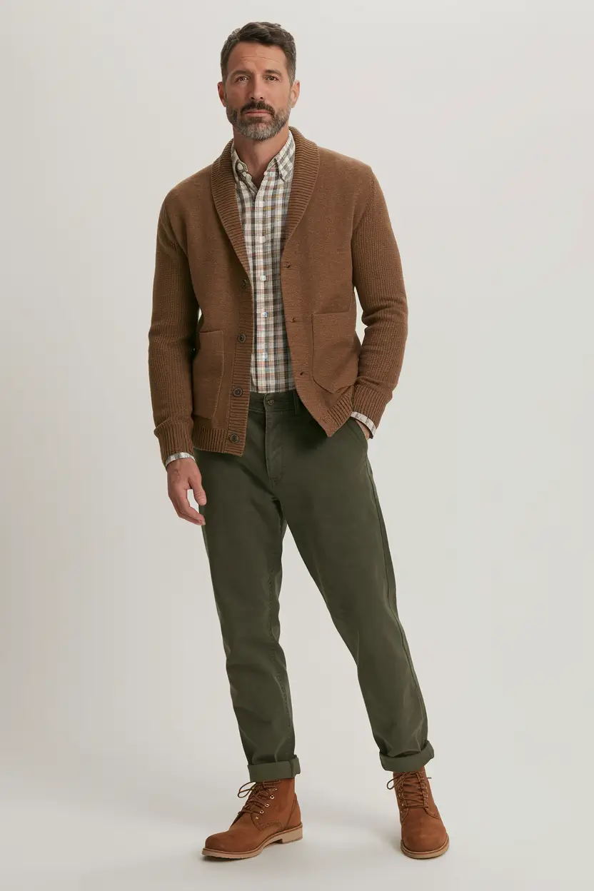 fall business casual outfit men Laid-Back Office Vibe with Autumn Warmth