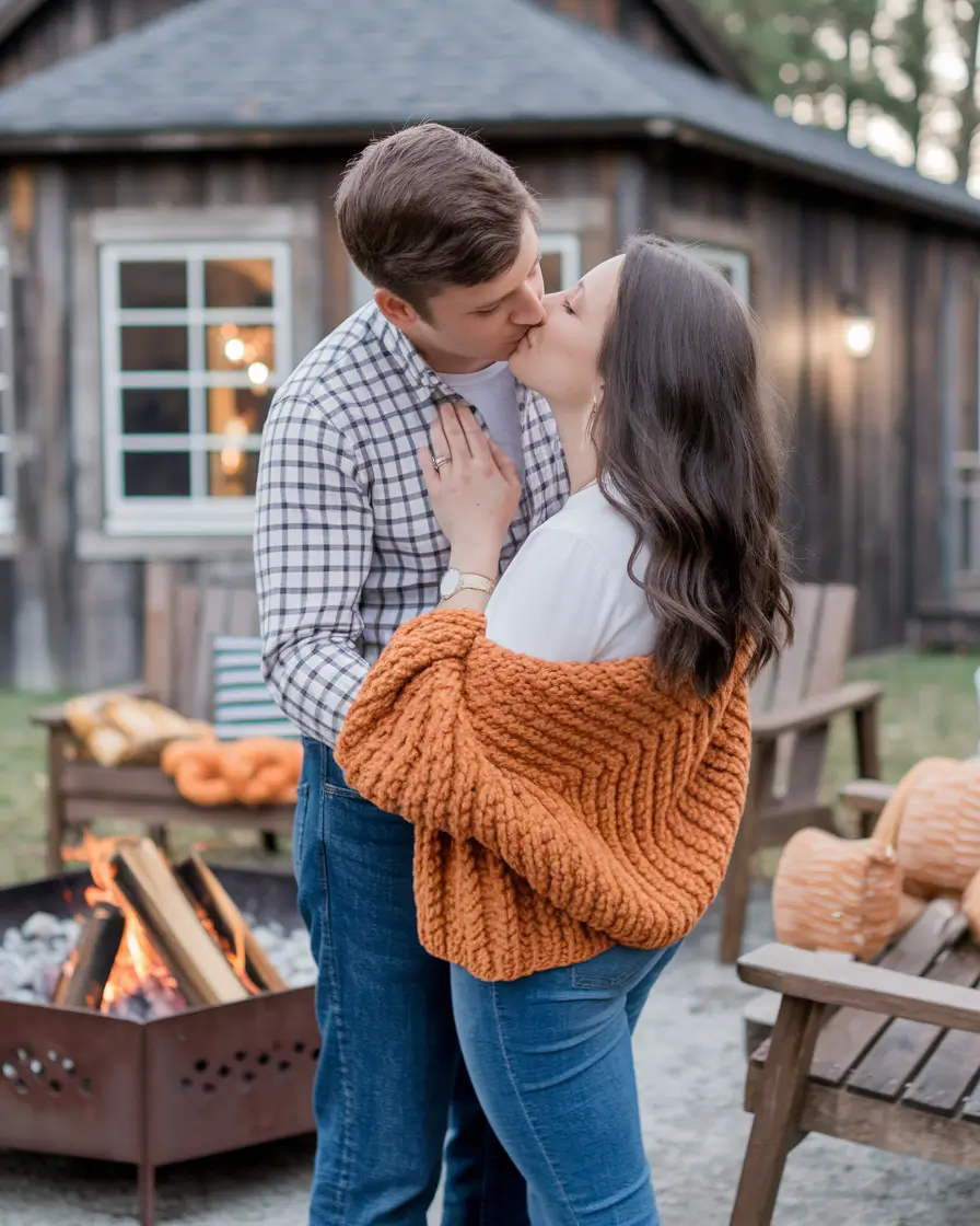 fall family pictures outfits 2025 Pumpkin Spice Layers by the Fire