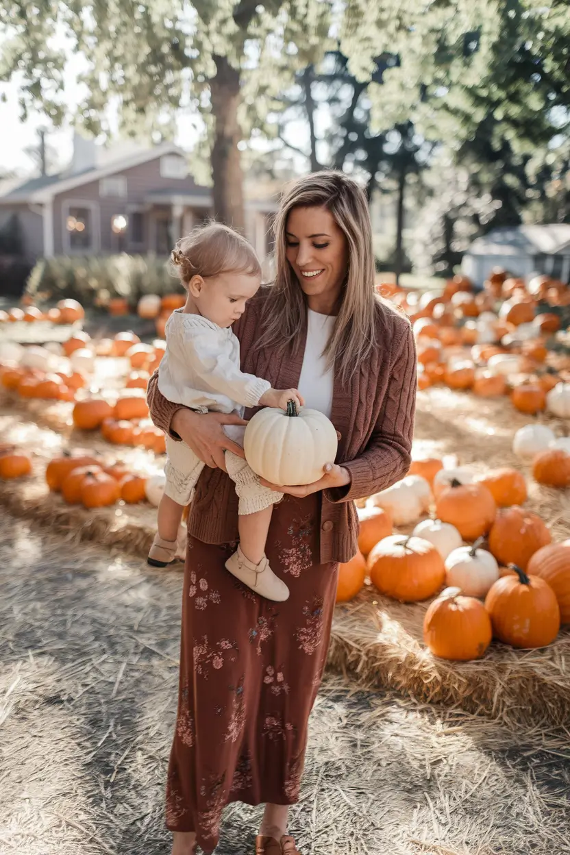 fall family pictures outfits 2025 Wholesome Autumn Layers for Mom and Newborn