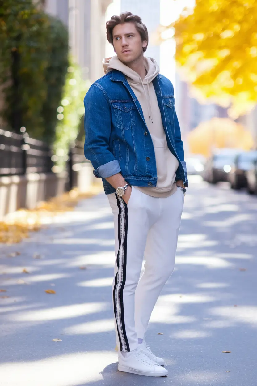 fall outfits for men 2025 Retro Runner with Denim Cool