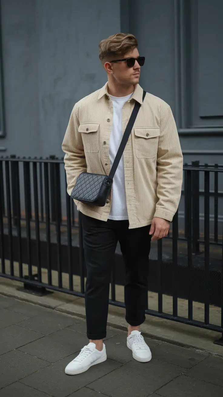 fall outfits for men 2025 Coffee Date Vibes with a Corduroy Twist