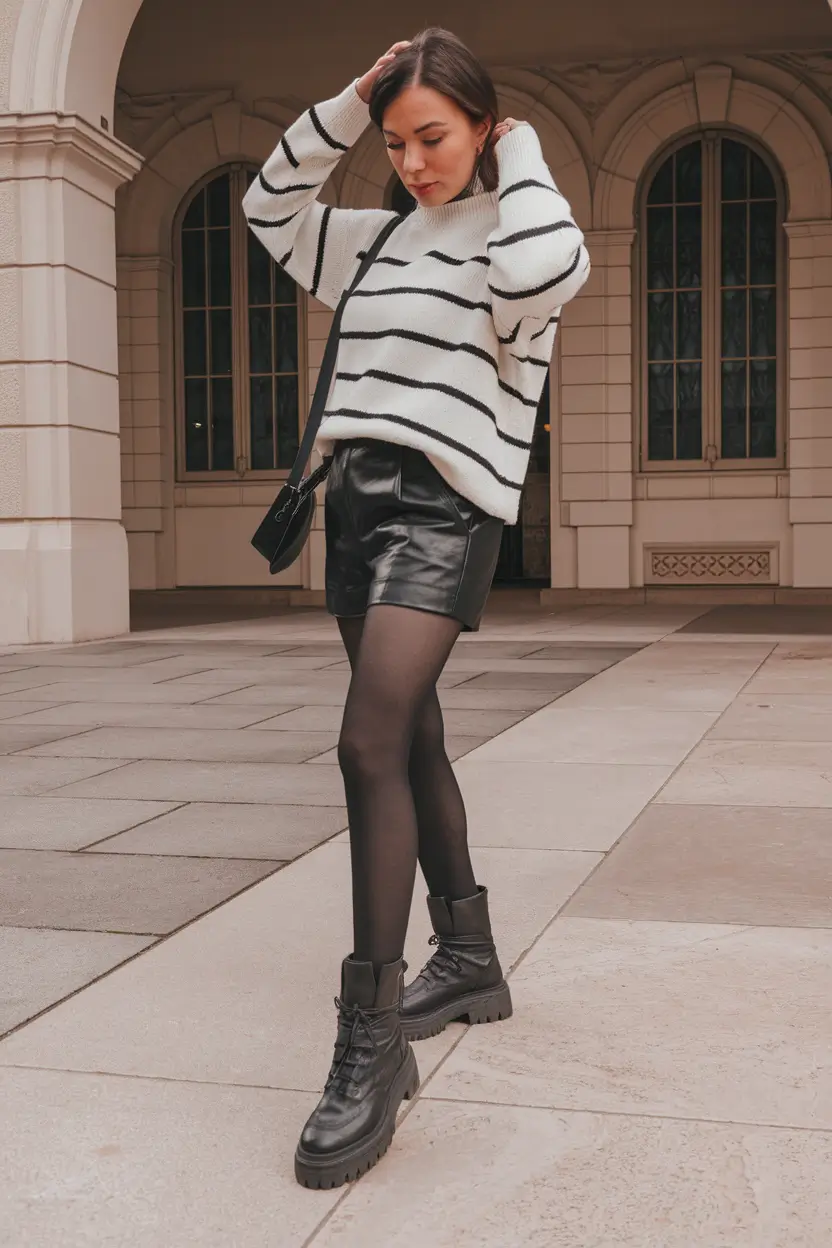 fall outfits with boots - Playful Stripes and Power Boots