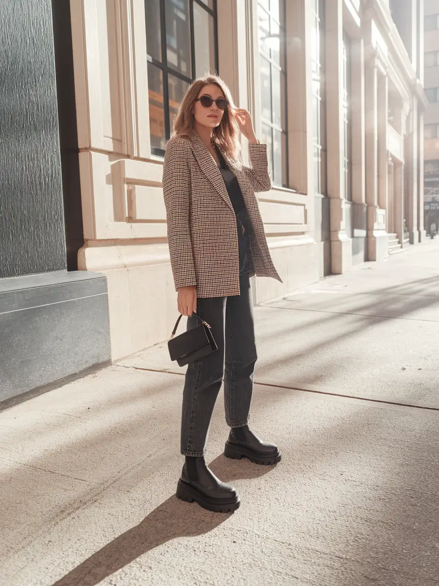 fall outfits with boots - Blazer Vibes Meet Chunky Soles