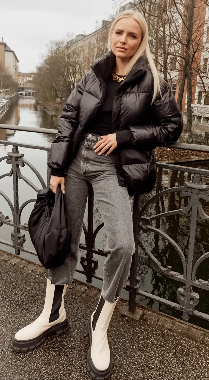 fall outfits with boots 2025 High-Contrast Neutrals in Motion