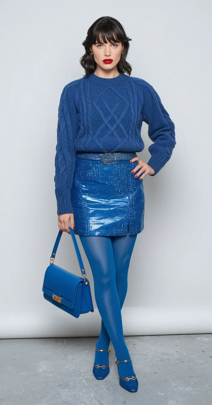 fall transition outfits 2025+Monochrome Blue, But Make It Fierce