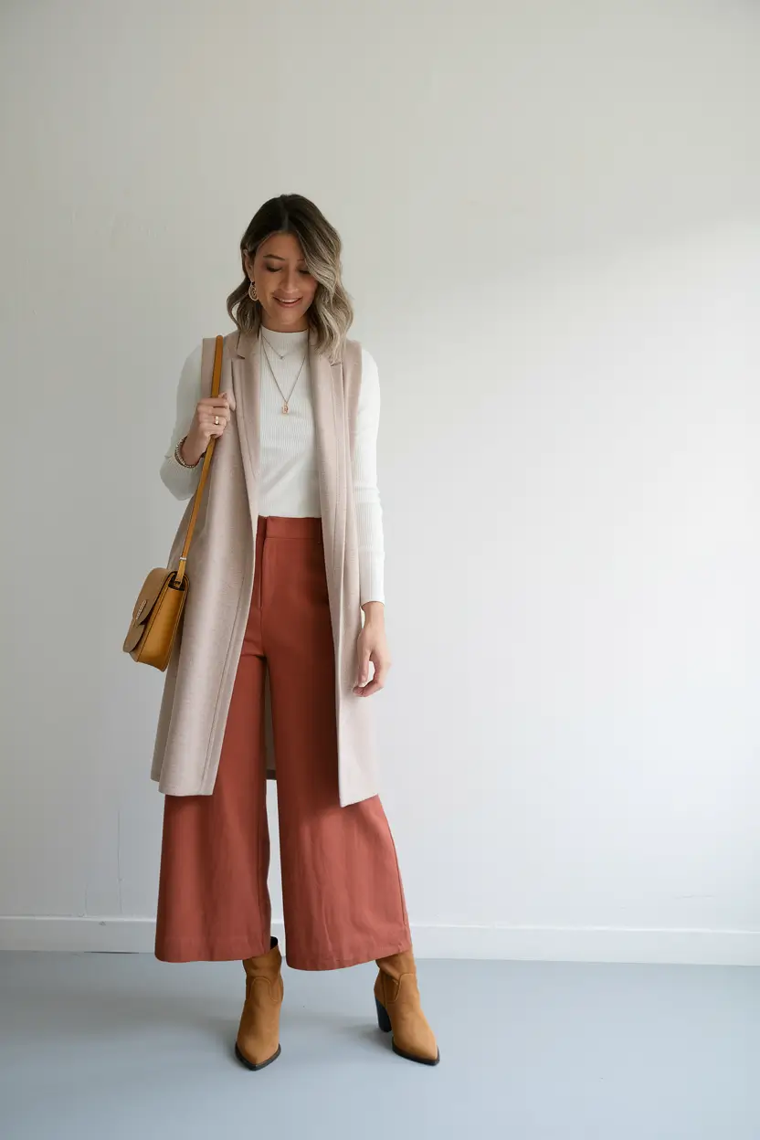 fall transition outfits ideas 2025+Muted Earth Tones for Casual Warm Weather Layers