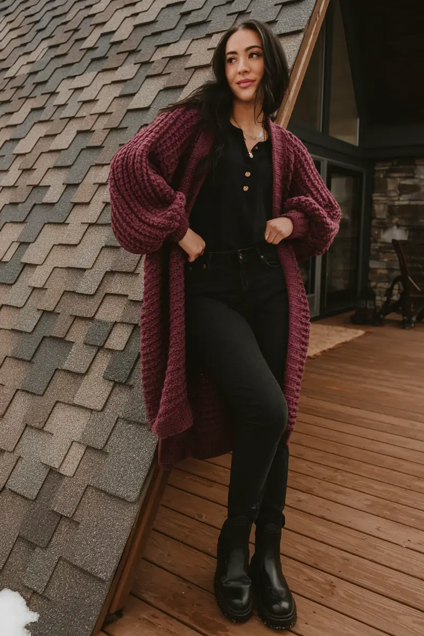 fall transition outfits ideas 2025+Oversized Cardigan Energy for Lazy Cozy Days