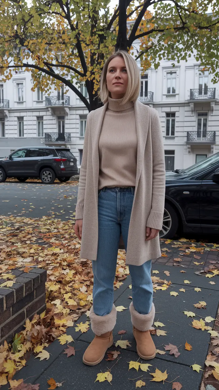 fall transition outfits 2025+Monochrome Knits and Sherpa Comfort