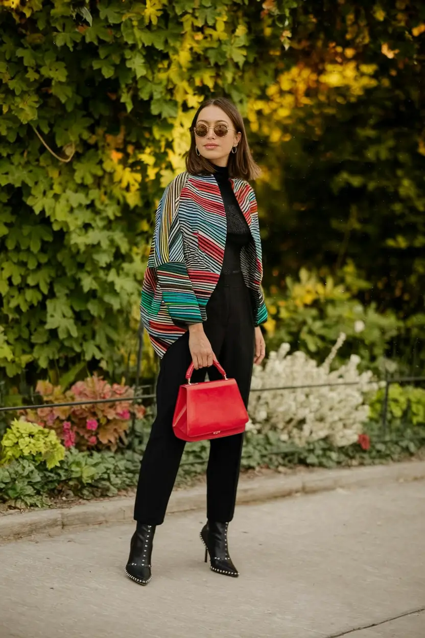fall fashion inspo women Stripes, Studs, and a Statement Bag