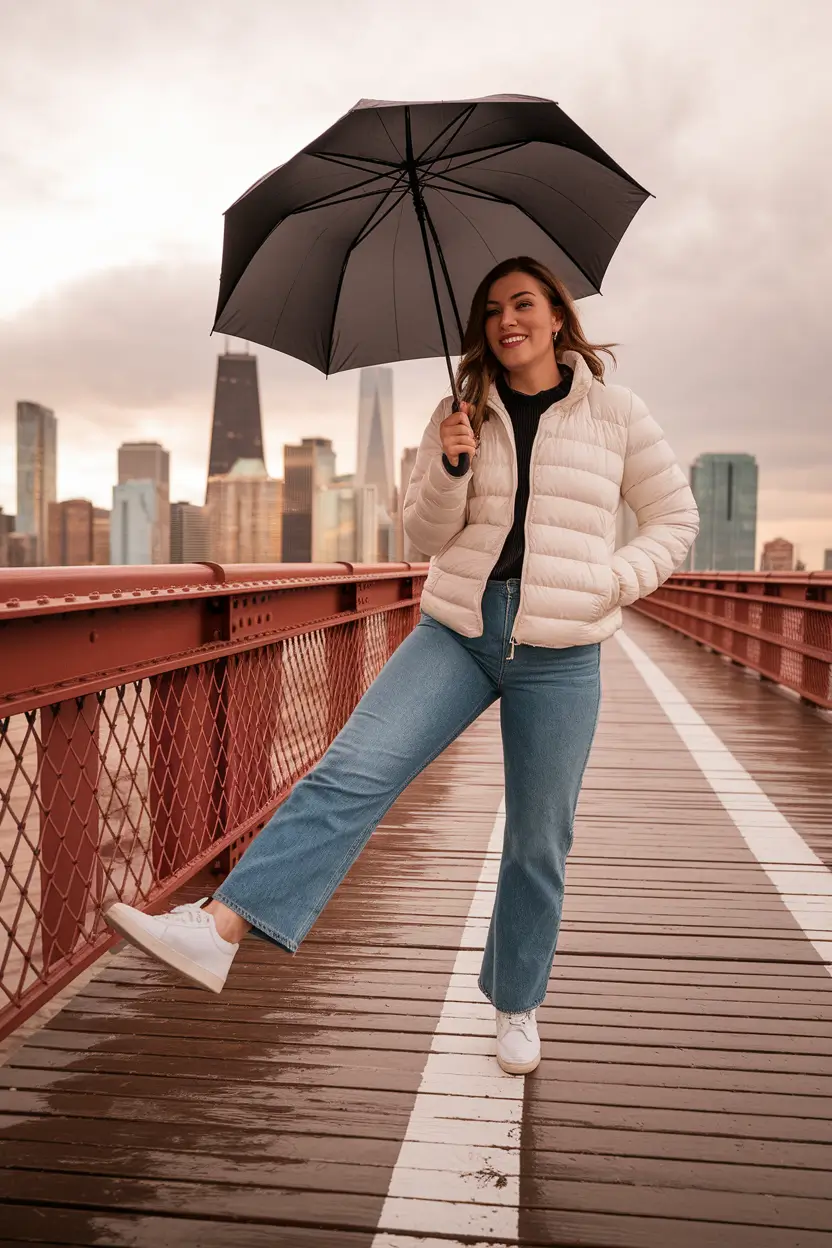 fall fashion women work Rainy Day Realness in the City