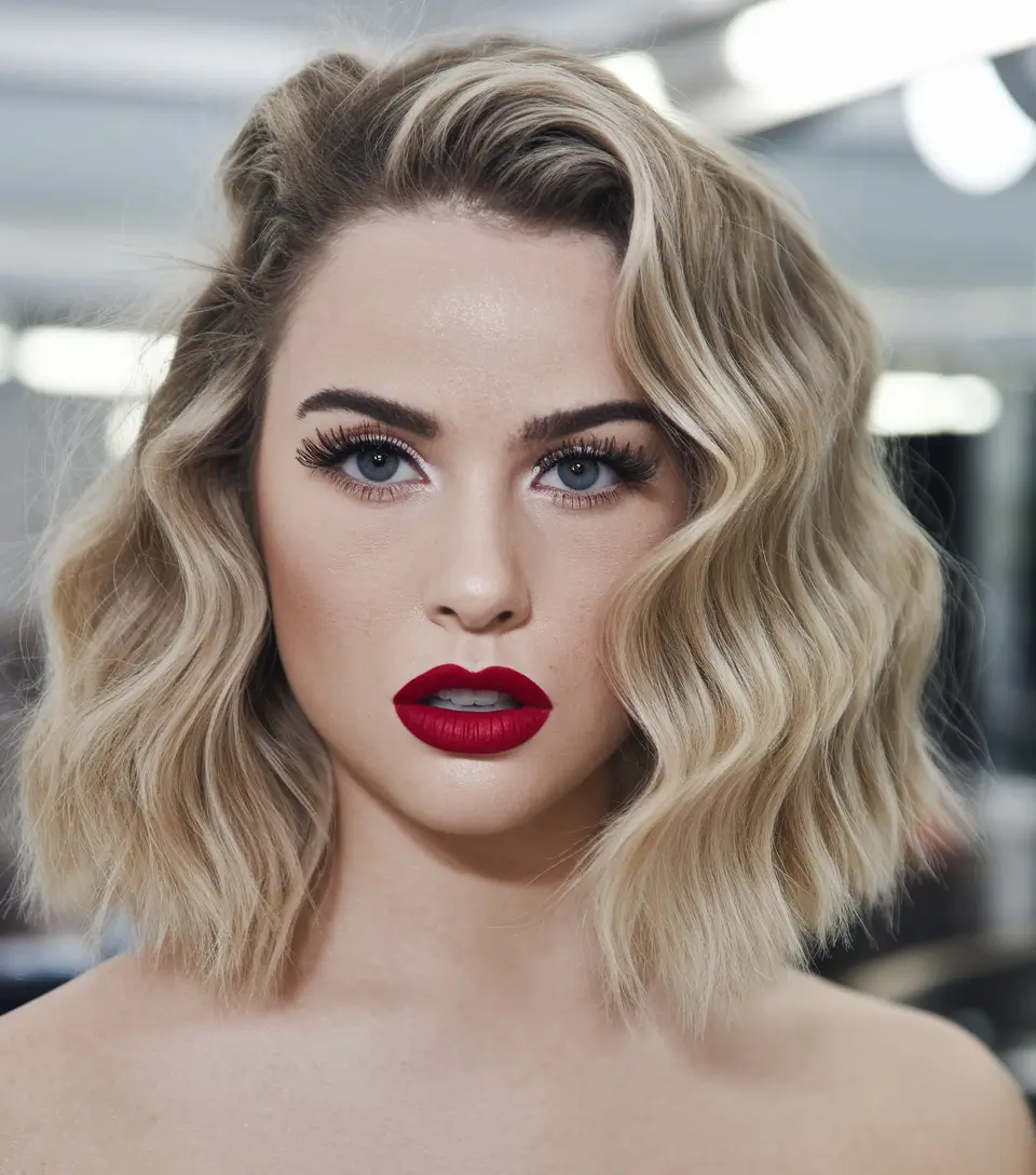 2025 Platinum Glam Bob with Sculpted S-Waves