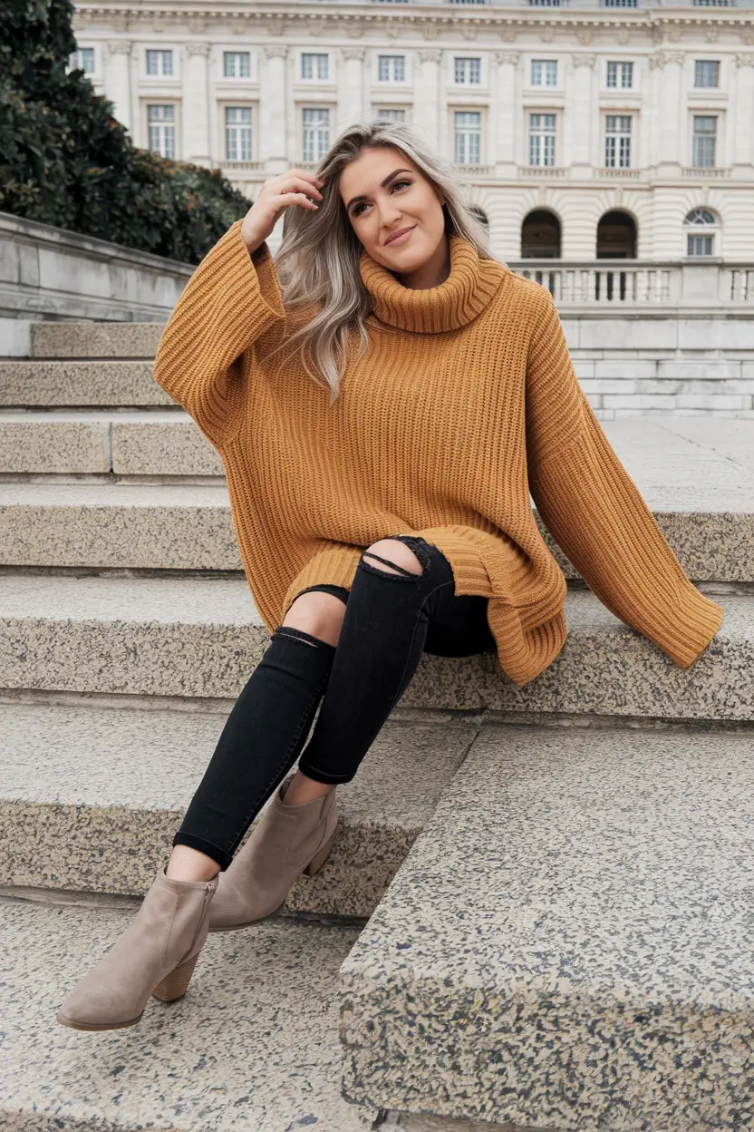 casual-fall-outfits-for-women-over-30-Chunky-Knit-Ripped-Denim-Cozy-With-a-Kick