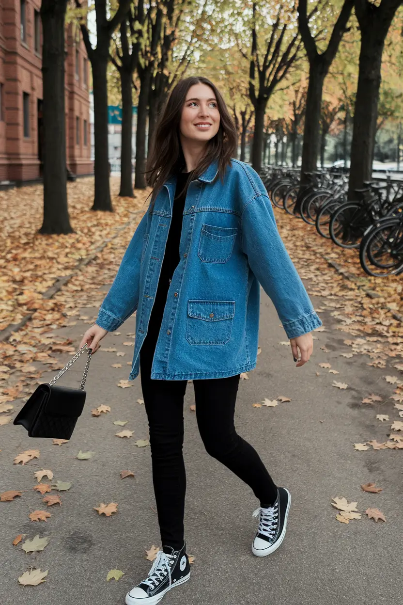 casual fall outfits 2025 women over 30 Denim on Denim, with a Streetwear Heart