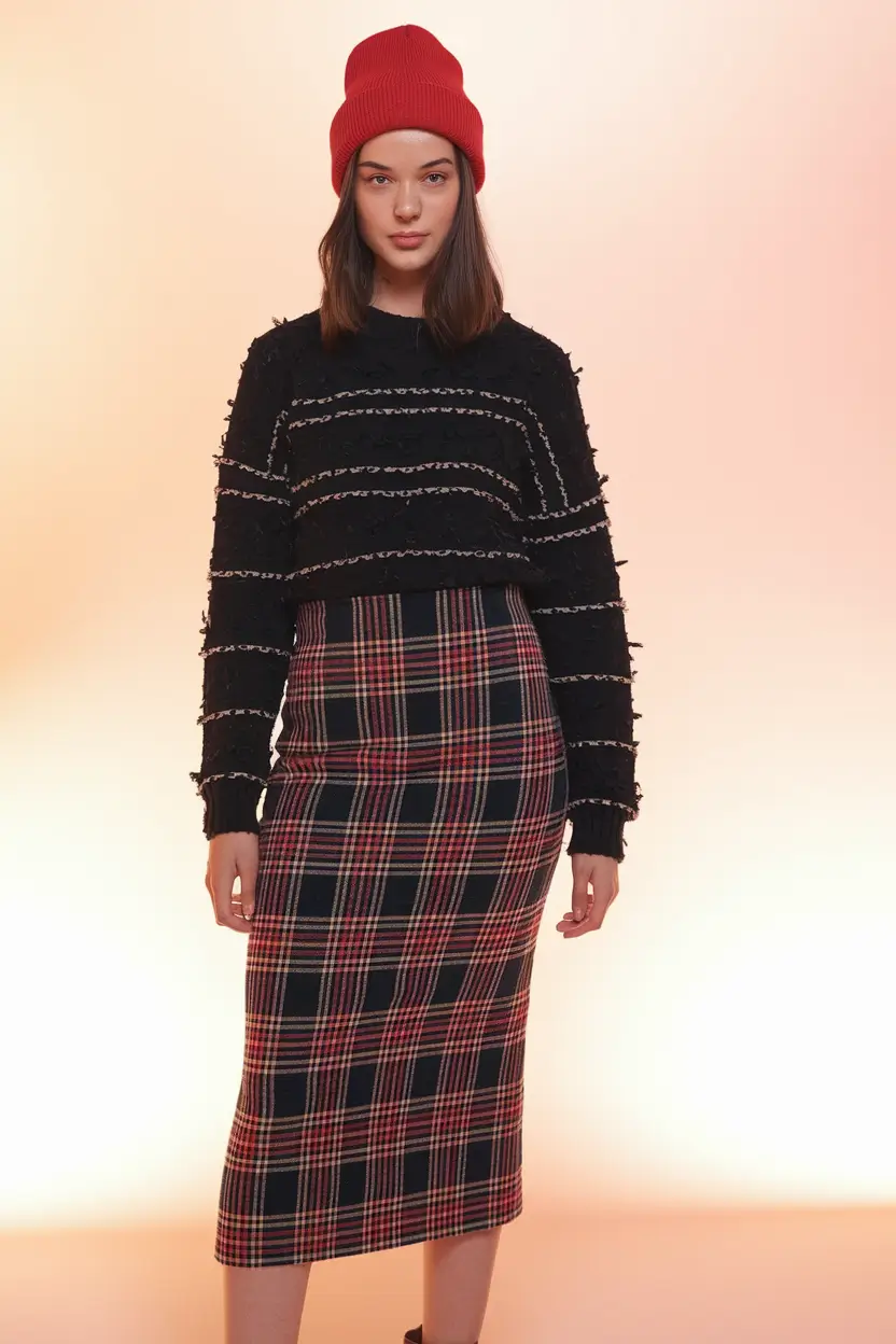 fall skirt outfits 2025 Soft Grunge Meets Smart Chic