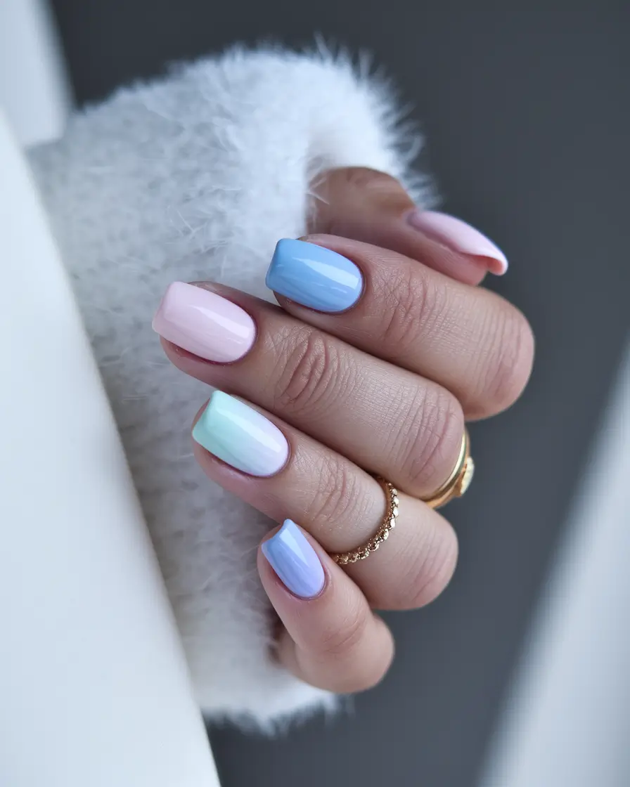 july nails ideas 2025 Soft Pastel Square Dreams