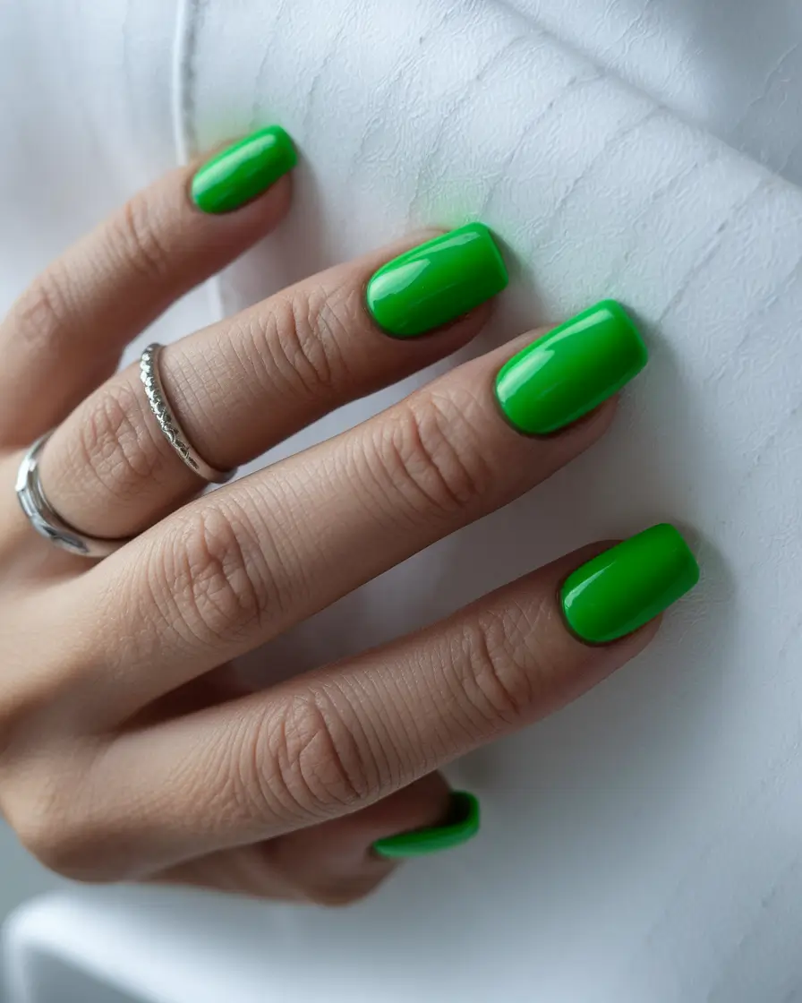 july nails ideas 2025 Green Pop Gel Simplicity